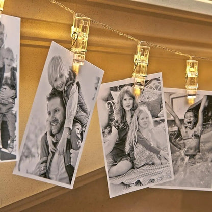 String and Clips Hanging Photo Display