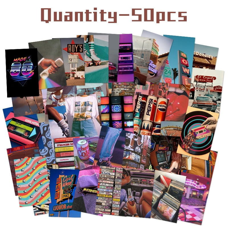 Retro Aesthetic Wall Collage Kit (50 pcs)
