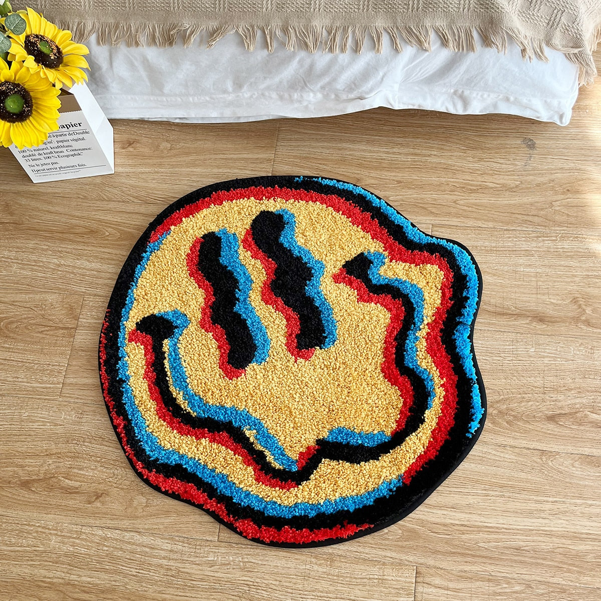 Trippy Smiley Face Tufted Accent Rug