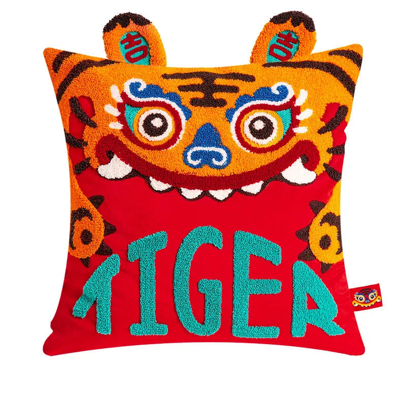 Chinese New Year Nian Tiger Pillow Cover