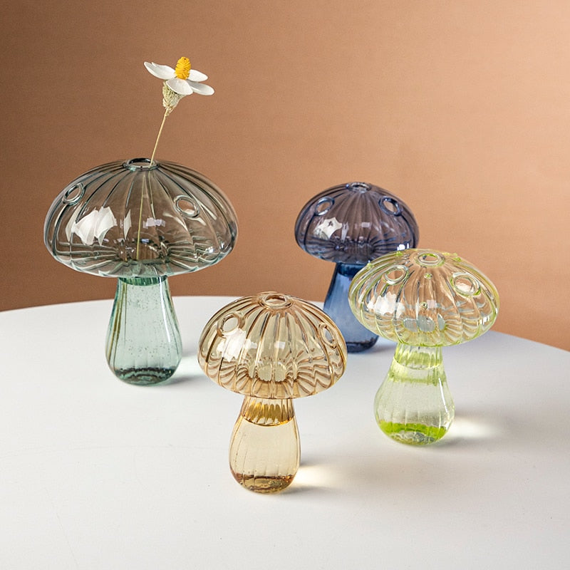 Colored Glass Mushroom Vase (Various Models / Colors)