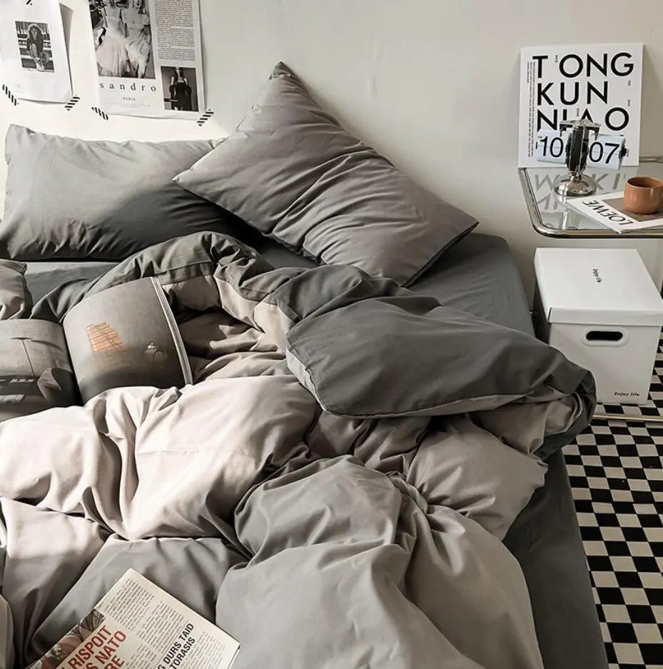 Dark Grey and Light Grey Bedding Set