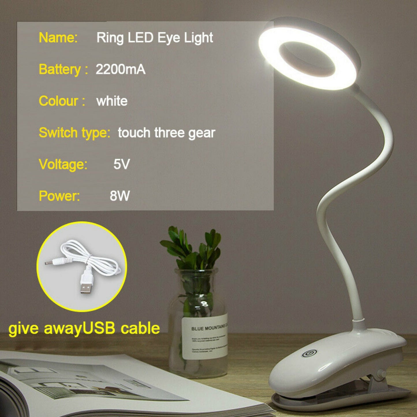 Wireless Recharchable Clip On LED Lamp