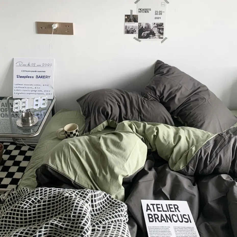 Green and Gray Bedding Set