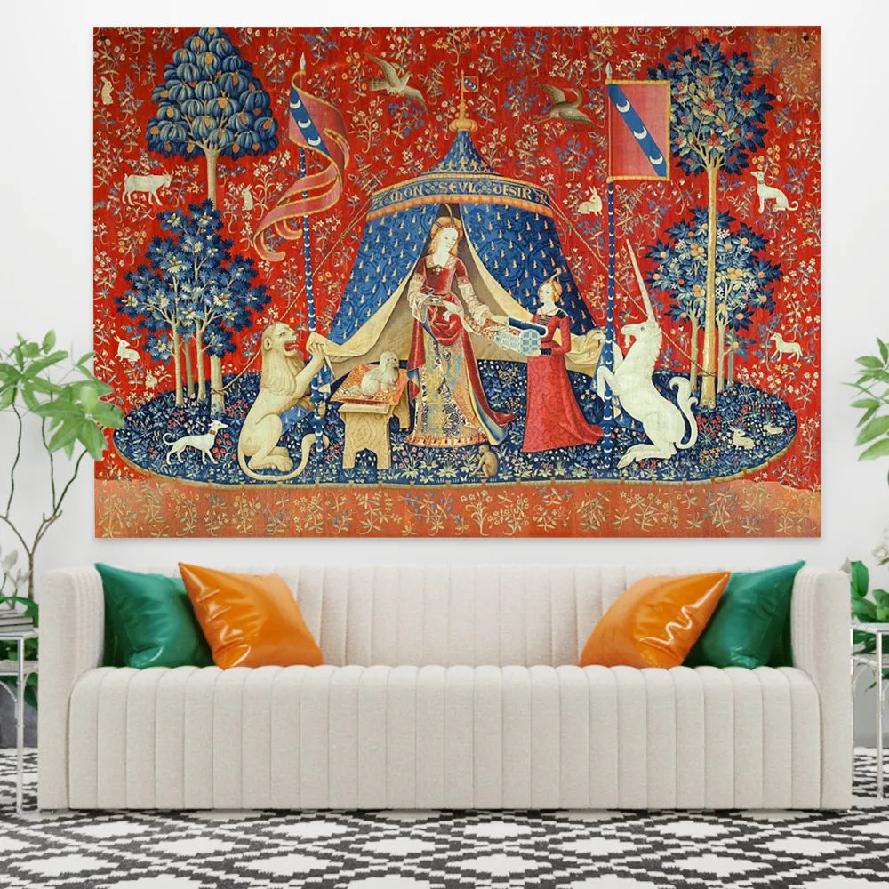 Medieval Tapestry Lady And The Unicorn