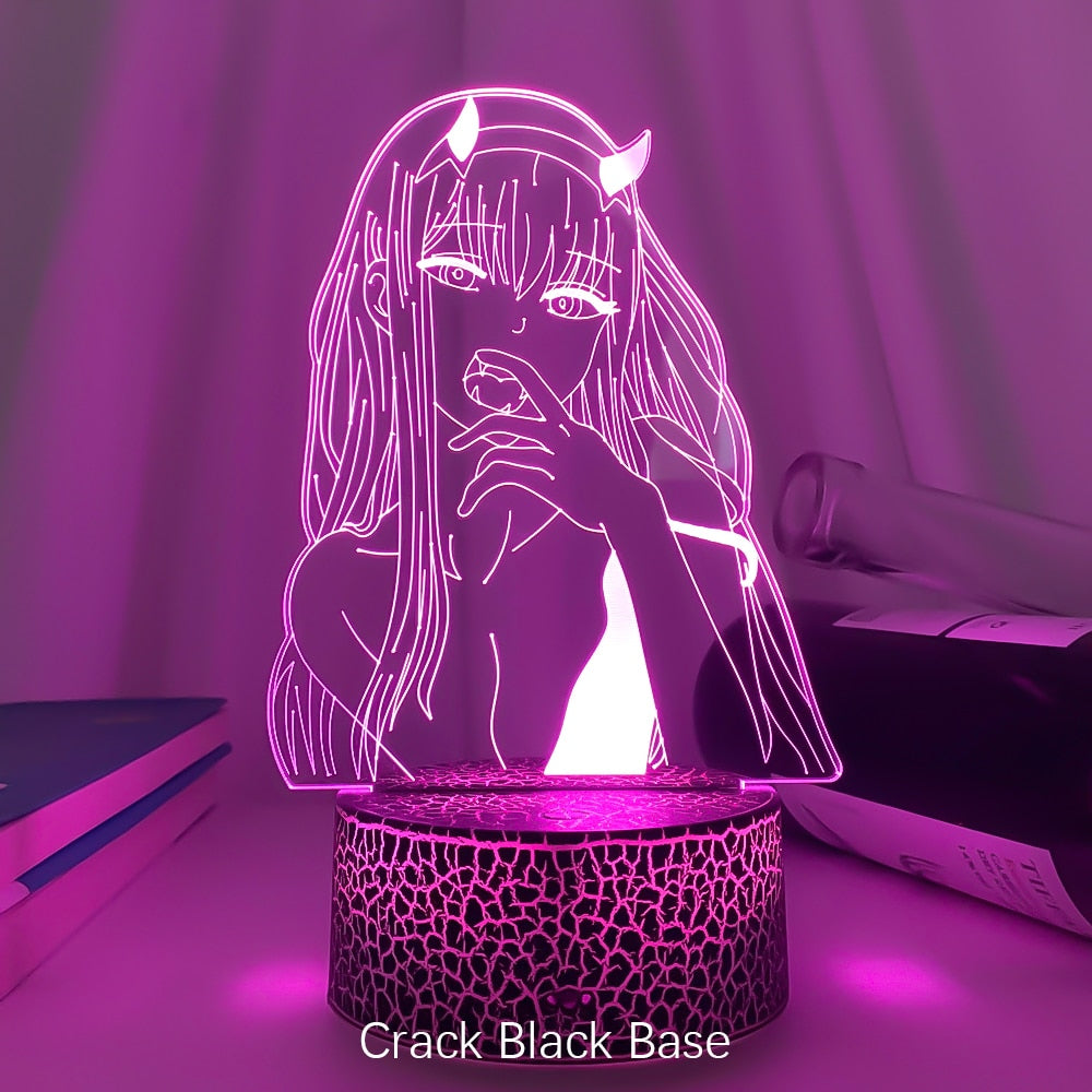 Anime LED lamp with a black crack-patterned base, a conversation starter for any indie room or art-hoe room decor aficionado.