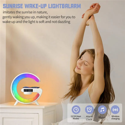 4 in 1Wireless Charging Pad with Lights, Speaker and Alarm Clock