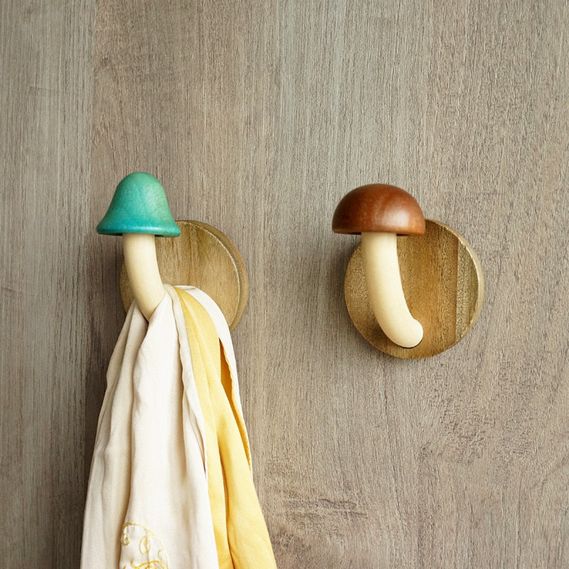 Nordic Wooden Mushroom Wall Hook