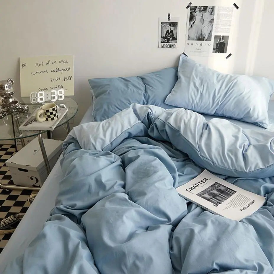 Light Blue and Blue Bedding Set