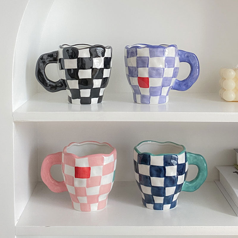 Aesthetic Checkered Mug / Cup (Various Models / Colors)