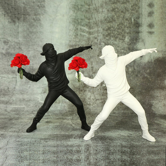 Banksy Throwing Flowers Sculpture