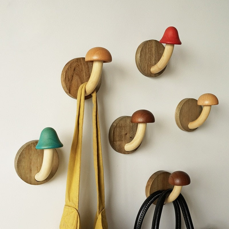 Nordic Wooden Mushroom Wall Hook